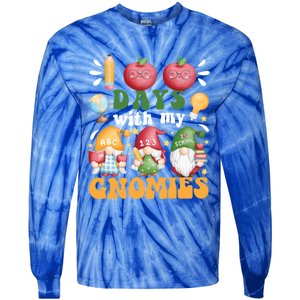 100 Days With My Gnomies 100th Day Of School Gnome Lovers Gift Tie-Dye Long Sleeve Shirt