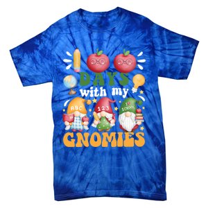 100 Days With My Gnomies 100th Day Of School Gnome Lovers Gift Tie-Dye T-Shirt