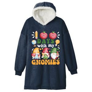 100 Days With My Gnomies 100th Day Of School Gnome Lovers Gift Hooded Wearable Blanket