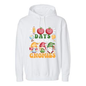 100 Days With My Gnomies 100th Day Of School Gnome Lovers Gift Garment-Dyed Fleece Hoodie