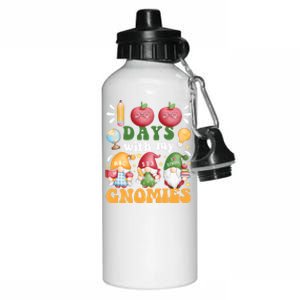 100 Days With My Gnomies 100th Day Of School Gnome Lovers Gift Aluminum Water Bottle