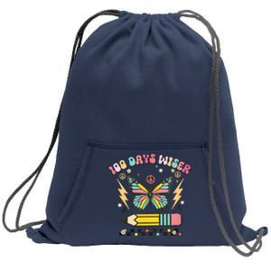 100 Days Wiser 100 Days Of School Celebrate Butterfly Sweatshirt Cinch Pack Bag