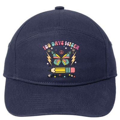 100 Days Wiser 100 Days Of School Celebrate Butterfly 7-Panel Snapback Hat