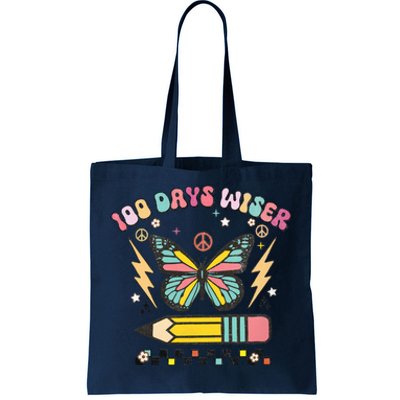 100 Days Wiser 100 Days Of School Celebrate Butterfly Tote Bag