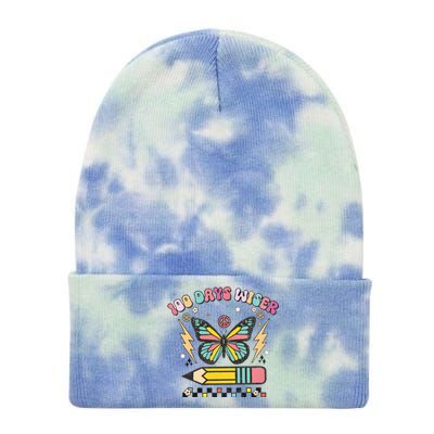 100 Days Wiser 100 Days Of School Celebrate Butterfly Tie Dye 12in Knit Beanie