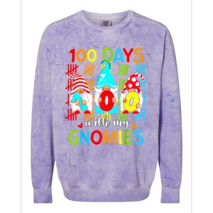 100 Days With My Gnomies Teacher 100th Day Of School Gnome Colorblast Crewneck Sweatshirt