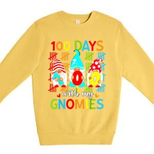 100 Days With My Gnomies Teacher 100th Day Of School Gnome Premium Crewneck Sweatshirt