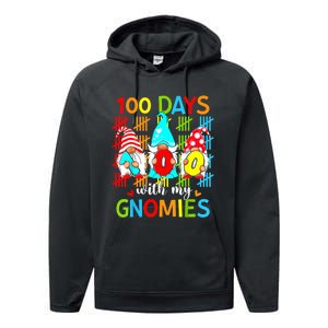 100 Days With My Gnomies Teacher 100th Day Of School Gnome Performance Fleece Hoodie