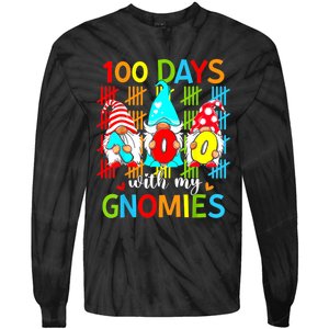 100 Days With My Gnomies Teacher 100th Day Of School Gnome Tie-Dye Long Sleeve Shirt