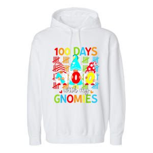 100 Days With My Gnomies Teacher 100th Day Of School Gnome Garment-Dyed Fleece Hoodie