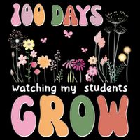 100 Days Watching My Students Grow Floral Drawstring Bag