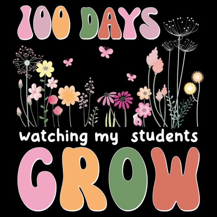 100 Days Watching My Students Grow Floral Drawstring Bag