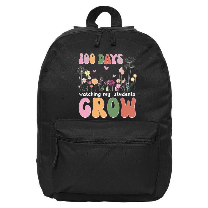100 Days Watching My Students Grow Floral 16 in Basic Backpack