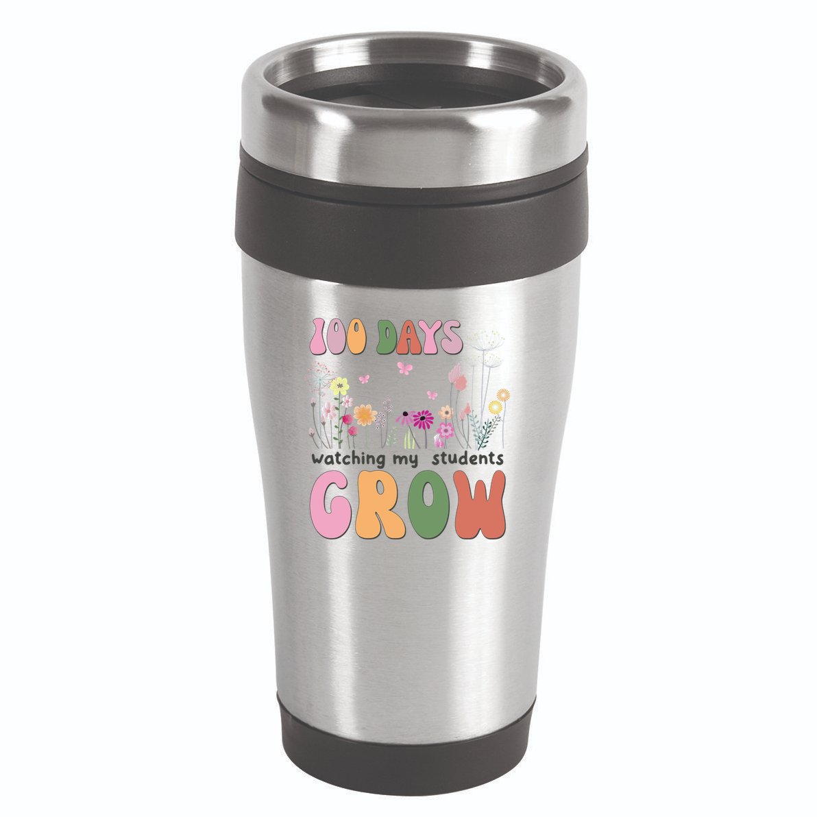 100 Days Watching My Students Grow Floral 16oz Travel Tumbler