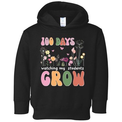 100 Days Watching My Students Grow Floral Toddler Hoodie