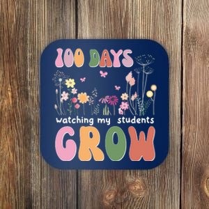 100 Days Watching My Students Grow Floral Coaster