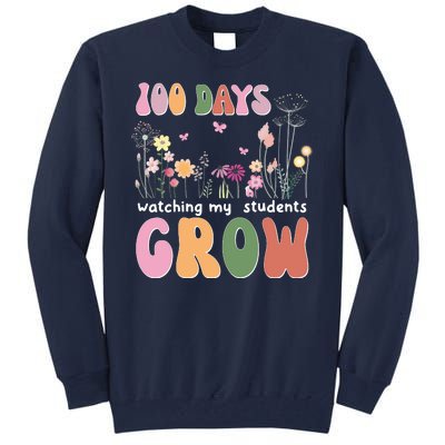 100 Days Watching My Students Grow Floral Tall Sweatshirt