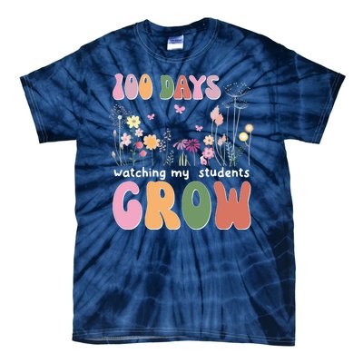 100 Days Watching My Students Grow Floral Tie-Dye T-Shirt