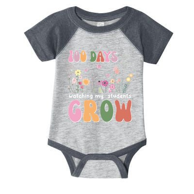 100 Days Watching My Students Grow Floral Infant Baby Jersey Bodysuit