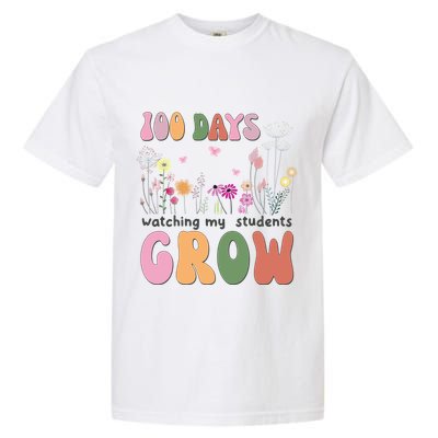 100 Days Watching My Students Grow Floral Garment-Dyed Heavyweight T-Shirt