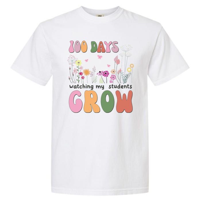 100 Days Watching My Students Grow Floral Garment-Dyed Heavyweight T-Shirt