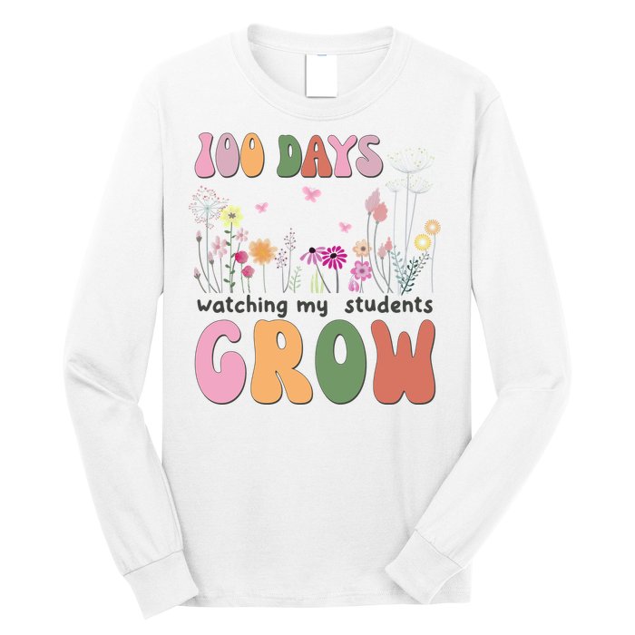 100 Days Watching My Students Grow Floral Long Sleeve Shirt