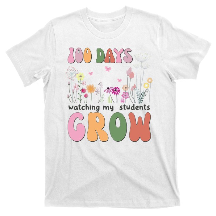 100 Days Watching My Students Grow Floral T-Shirt