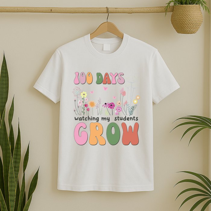 100 Days Watching My Students Grow Floral T-Shirt
