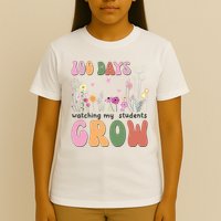 100 Days Watching My Students Grow Floral T-Shirt