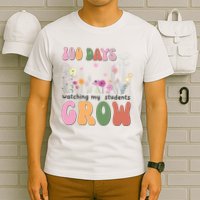 100 Days Watching My Students Grow Floral T-Shirt
