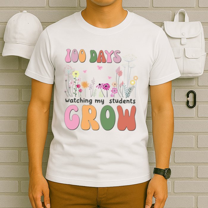100 Days Watching My Students Grow Floral T-Shirt