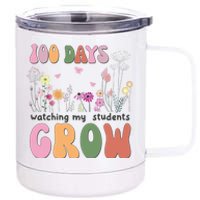 100 Days Watching My Students Grow Floral 12 oz Stainless Steel Tumbler Cup