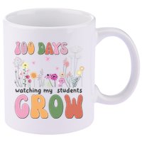 100 Days Watching My Students Grow Floral 11oz C Handle Ceramic Mug