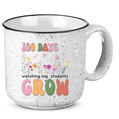 100 Days Watching My Students Grow Floral 15oz Campfire Ceramic Mug