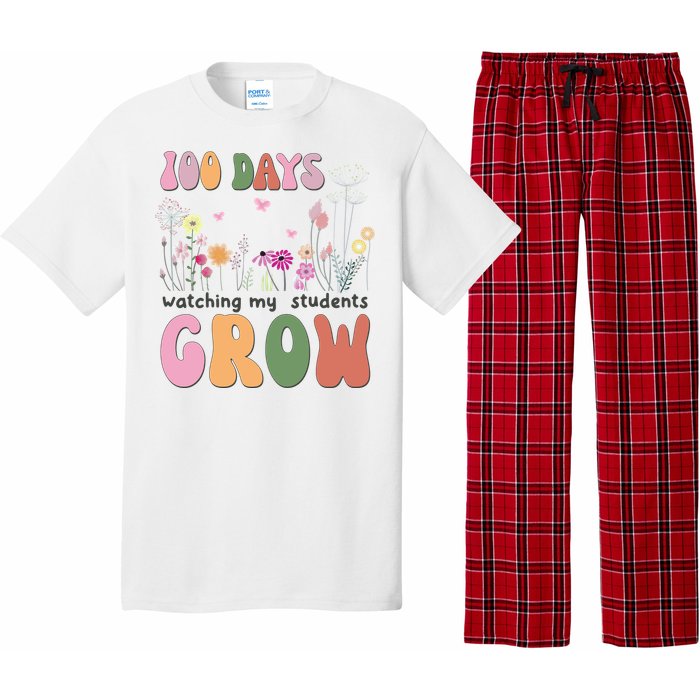 100 Days Watching My Students Grow Floral Pajama Set