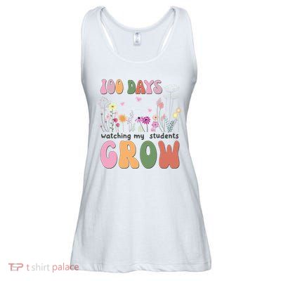 100 Days Watching My Students Grow Floral Ladies Essential Flowy Tank