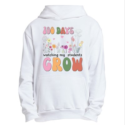 100 Days Watching My Students Grow Floral Urban Pullover Hoodie