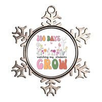 100 Days Watching My Students Grow Floral Metallic Star Ornament