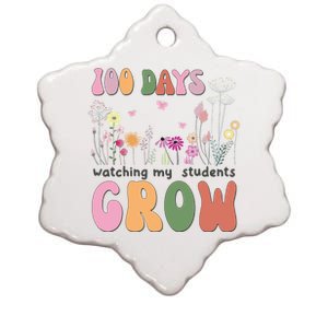 100 Days Watching My Students Grow Floral Ceramic Star Ornament