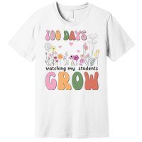 100 Days Watching My Students Grow Floral Premium T-Shirt