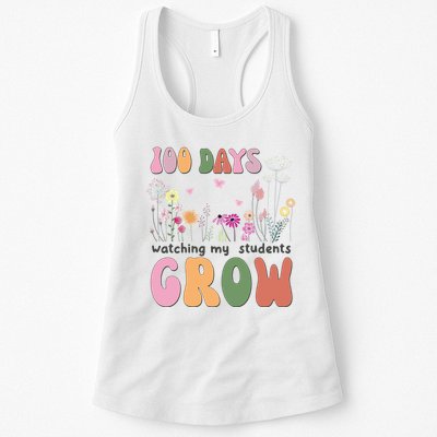 100 Days Watching My Students Grow Floral Womens Tank Top