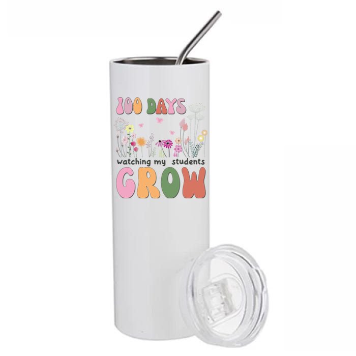 100 Days Watching My Students Grow Floral Stainless Steel Tumbler