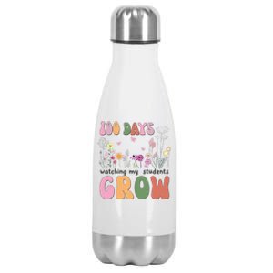 100 Days Watching My Students Grow Floral Stainless Steel Insulated Water Bottle