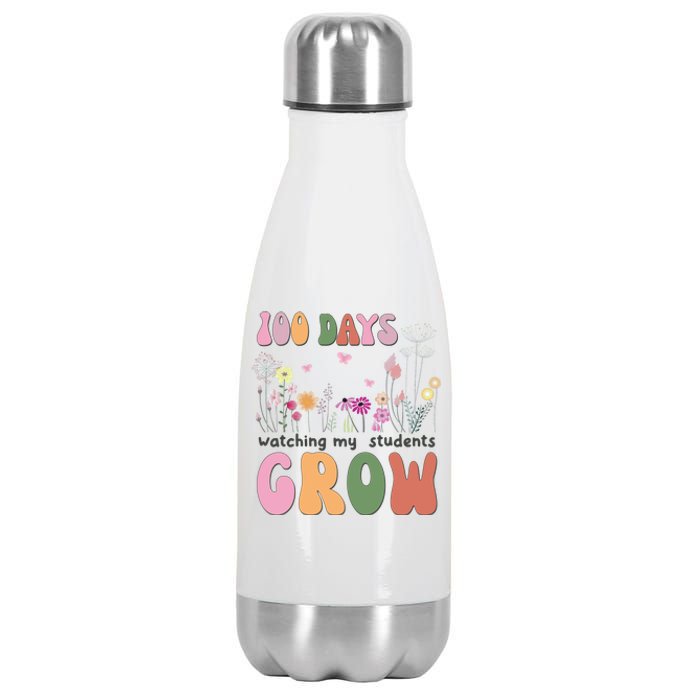 100 Days Watching My Students Grow Floral Stainless Steel Insulated Water Bottle