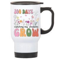 100 Days Watching My Students Grow Floral Stainless Steel Travel Mug