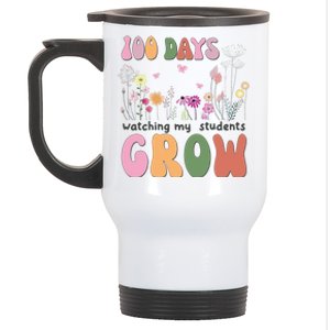 100 Days Watching My Students Grow Floral Stainless Steel Travel Mug