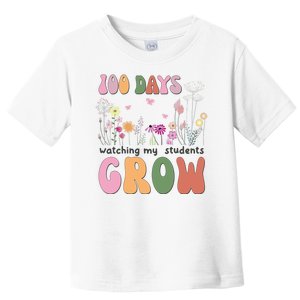 100 Days Watching My Students Grow Floral Toddler T-Shirt