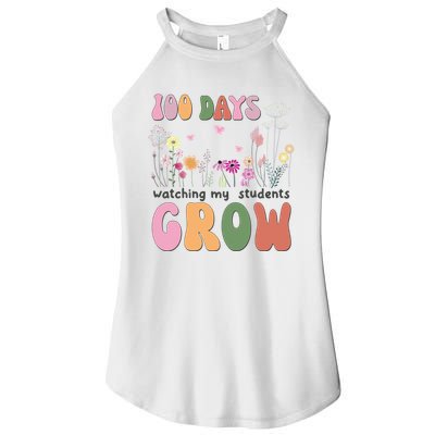 100 Days Watching My Students Grow Floral Women's Perfect Tri Rocker Tank