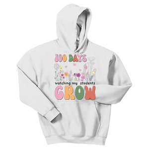 100 Days Watching My Students Grow Floral Kids Hoodie