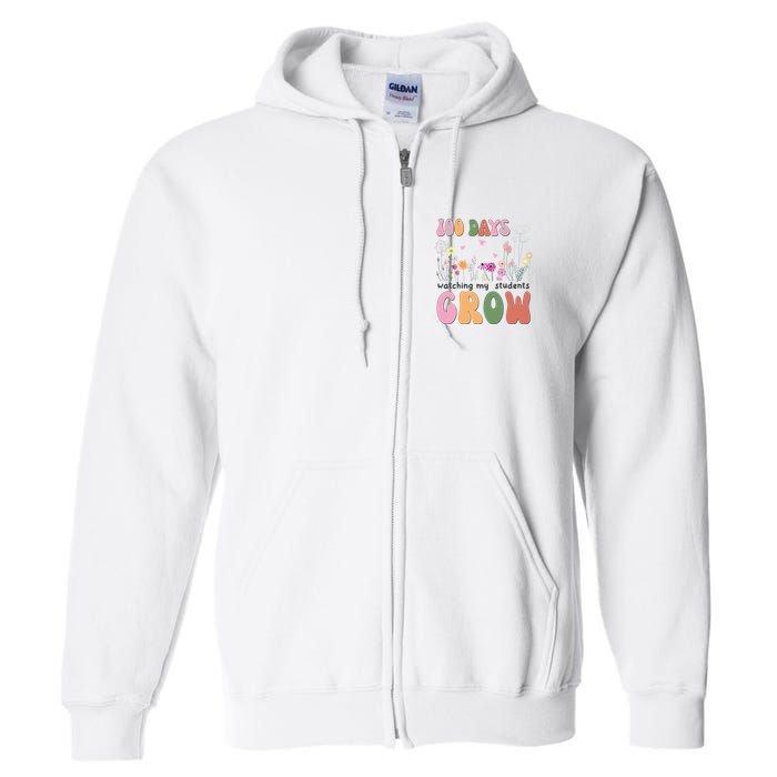 100 Days Watching My Students Grow Floral Full Zip Hoodie